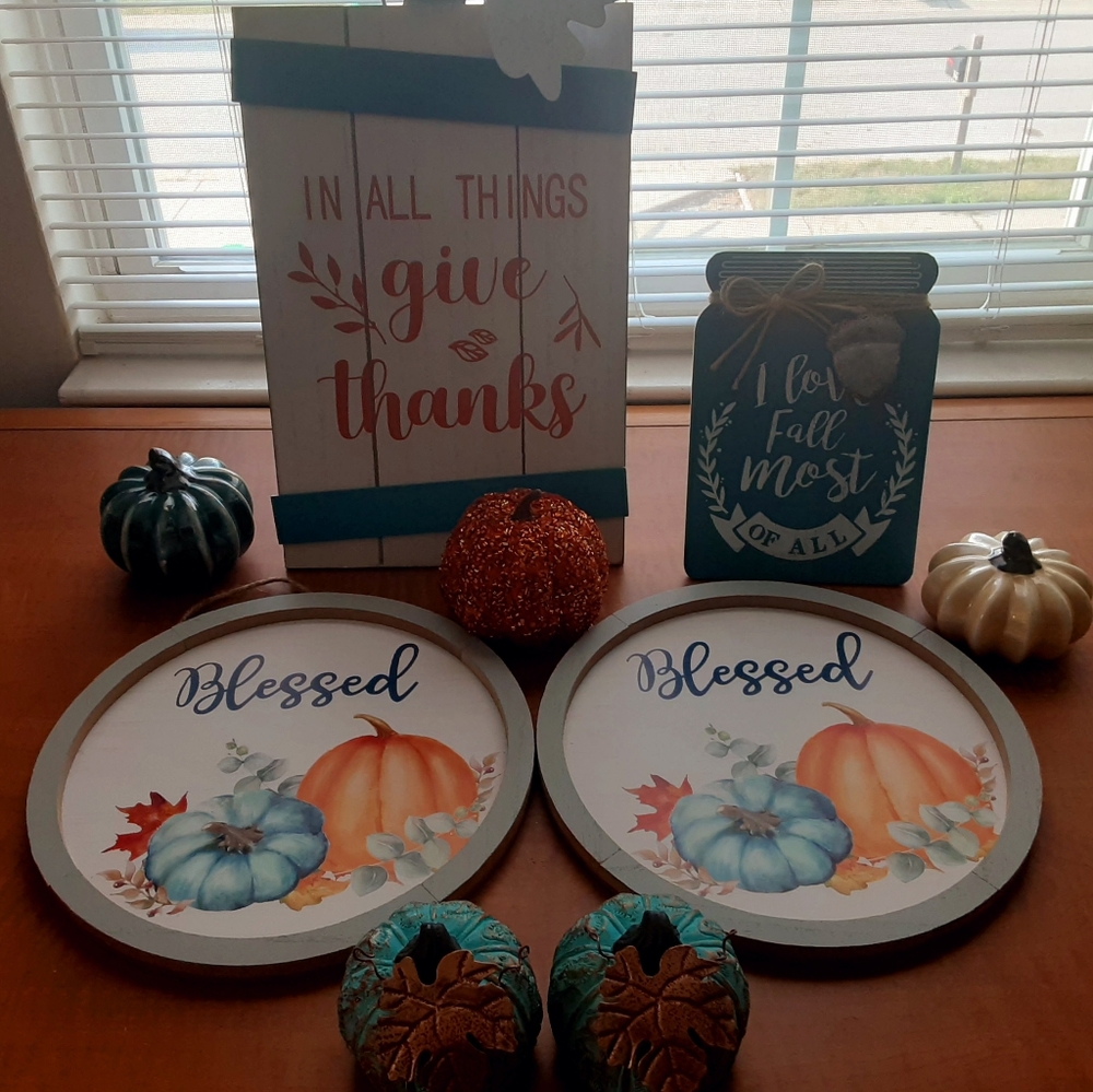 Fall Decor Turquoise 9 Piece Bundle